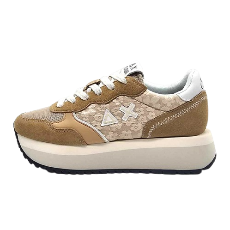 Sneaker Donna SUN68 in tessuto e camoscio - BIG ALLY FLOWER Z35209 BEIGE