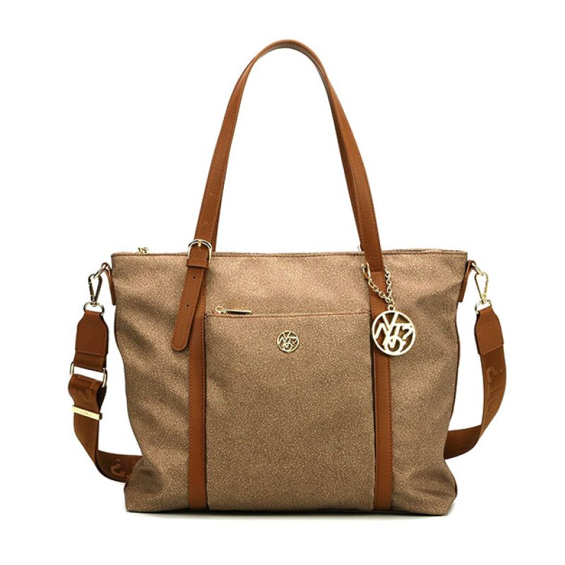 Shopping Donna YNOT? in tessuto con inserti in pelle - CLO-013S5 NUT