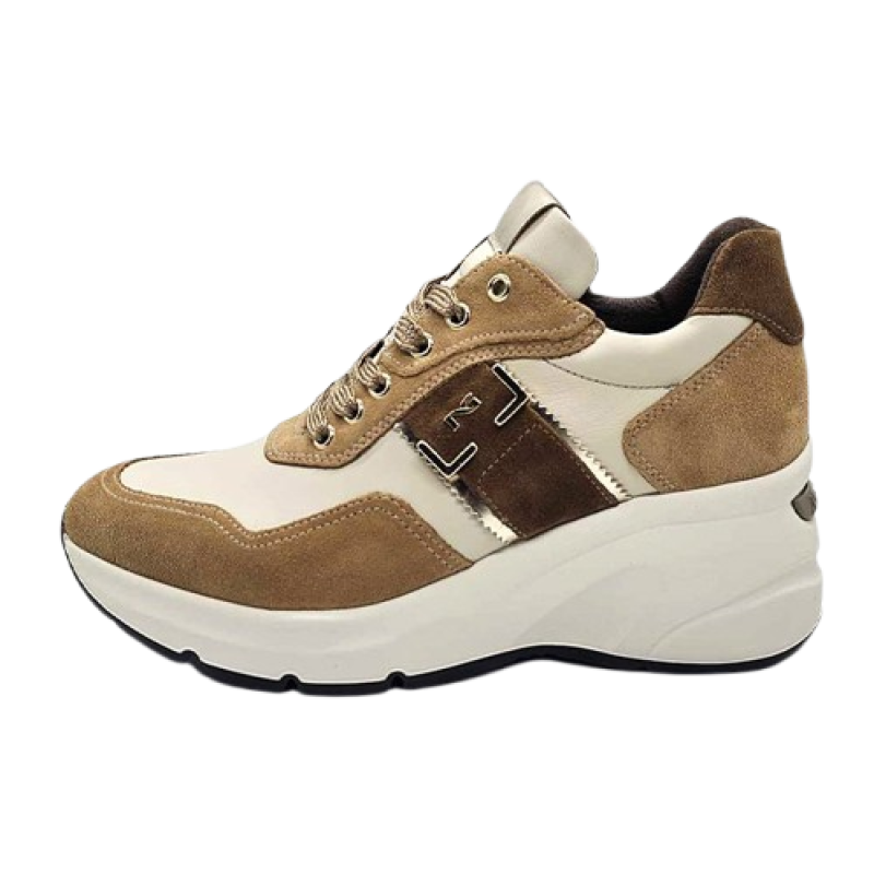 Sneaker Donna NERO GIARDINI in camoscio, pelle e materiale tecnico - I411495D424 AMBRA