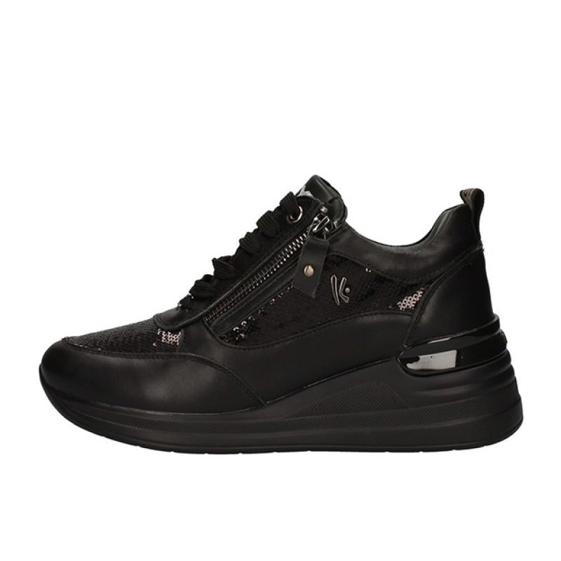 Sneaker Donna KEYS in pelle - K-6825 BLACK