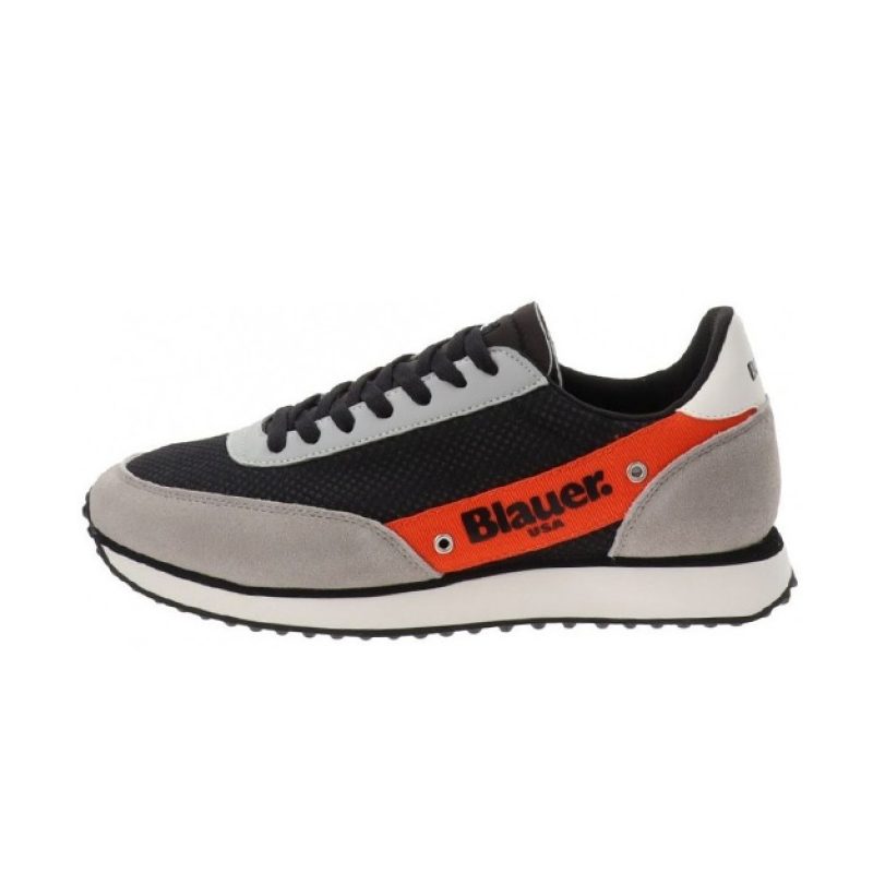 Sneaker Uomo BLAUER in camoscio e tessuto mesh con inserti in pelle - S2DELTA01/MES BLACK