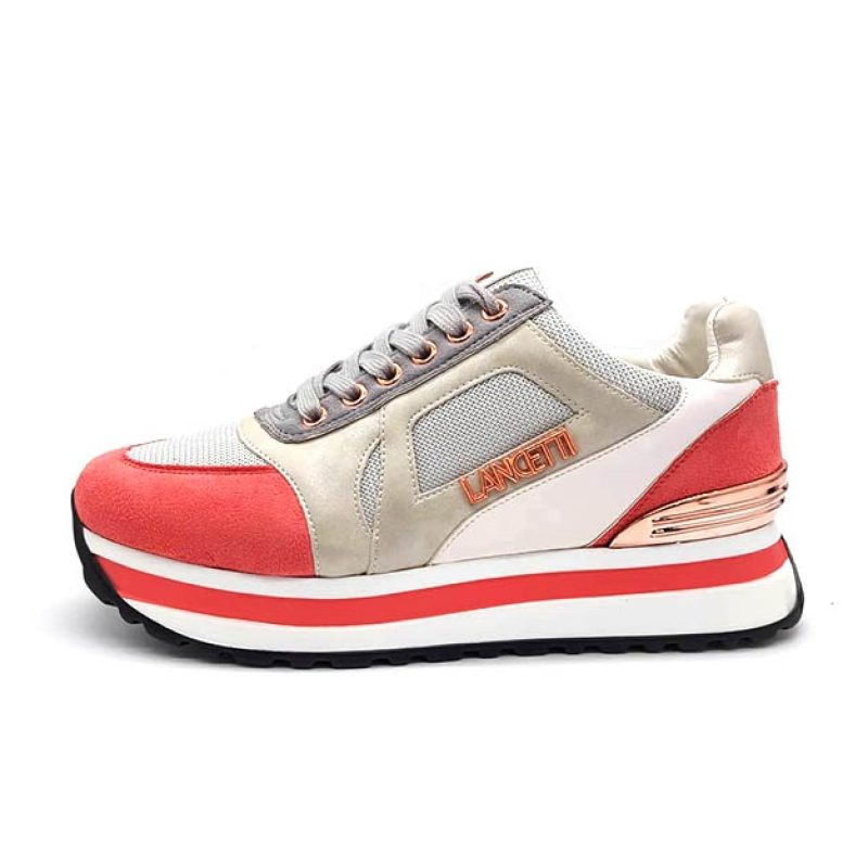 Sneaker Donna LANCETTI in tessuto, ecopelle e camoscio - LT94812SD CORAL