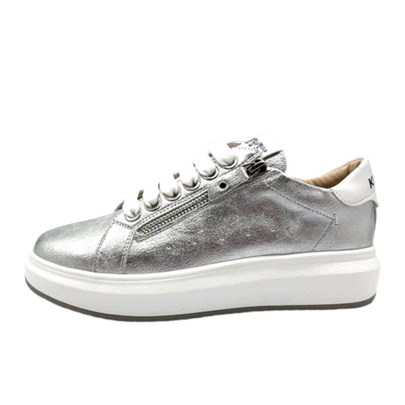 Sneaker Donna KEYS in pelle - K-7600 SILVER/WHITE