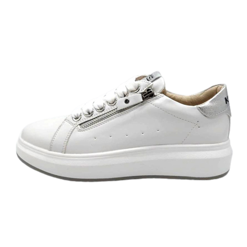 Sneaker Donna KEYS in pelle - K-7600 WHITE/SILVER