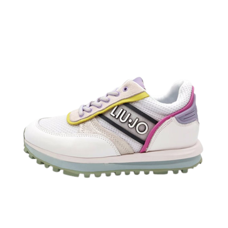 Sneaker Donna LIU JO Wonder Up 03 in pelle, tessuto mesh e camoscio - BA2111 PX027 WHITE