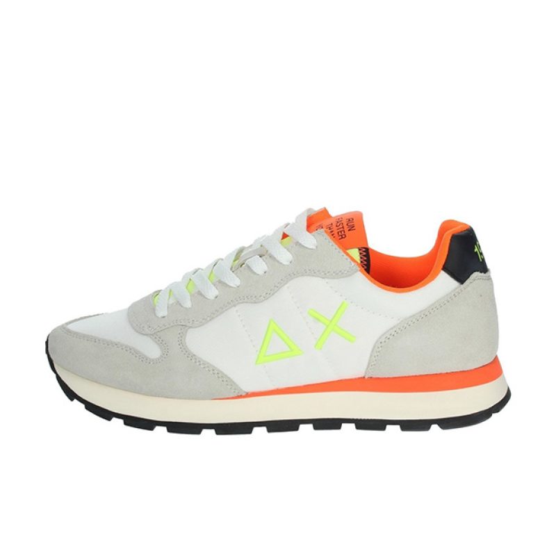 Sneaker Uomo SUN68 in tessuto e pelle scamosciata - TOM FLUO Z32102 BIANCO