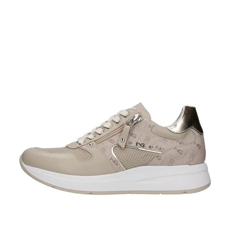 Sneaker Donna NERO GIARDINI in pelle - E218000D/702 IVORY