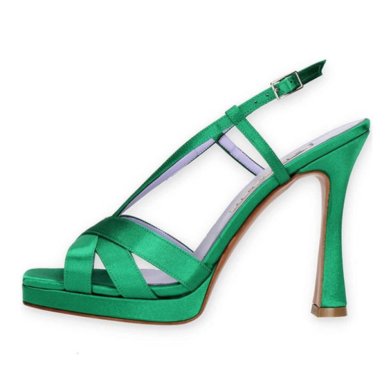 Sandalo Donna ALBANO in raso - 3386 RASO SMERALDO