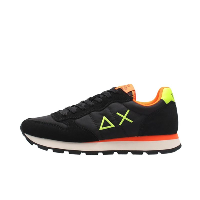 Sneaker Uomo SUN68 in tessuto e pelle scamosciata - TOM FLUO Z32102 NERO