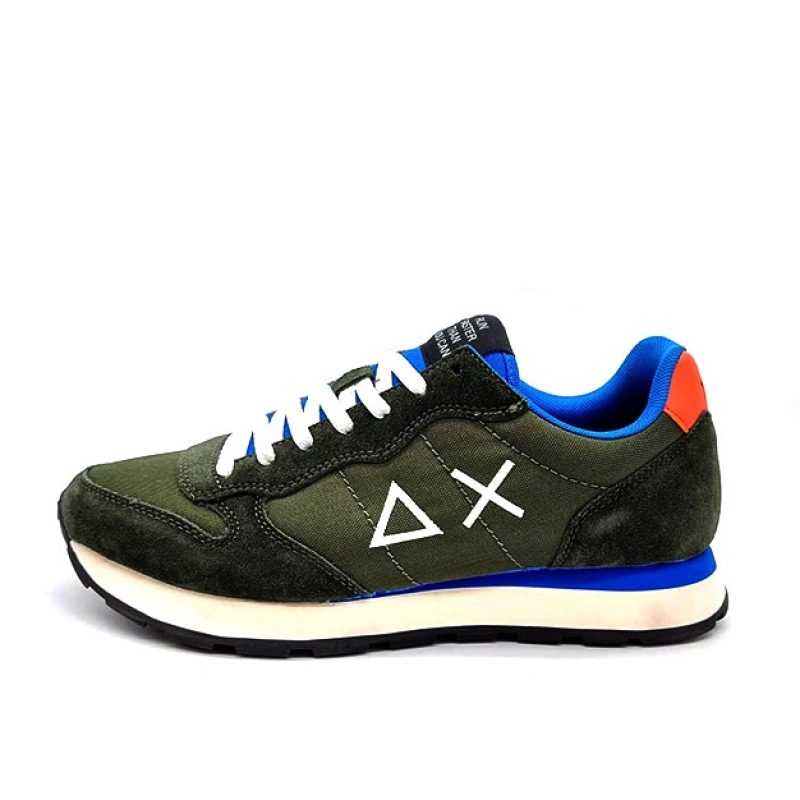 Sneaker Uomo SUN68 in tessuto e camoscio - TOM SOLID NYLON Z42101 MILITARE SCURO