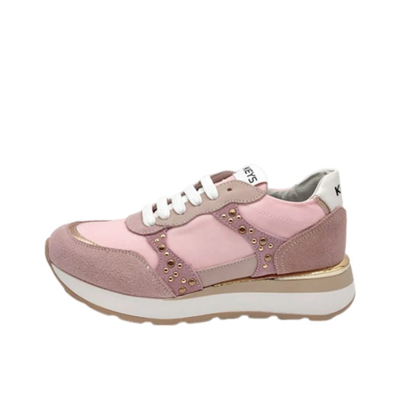 Sneaker Donna KEYS in pelle, tessuto e camoscio - K-6201 PINK/LILLA/METAL CIPRIA