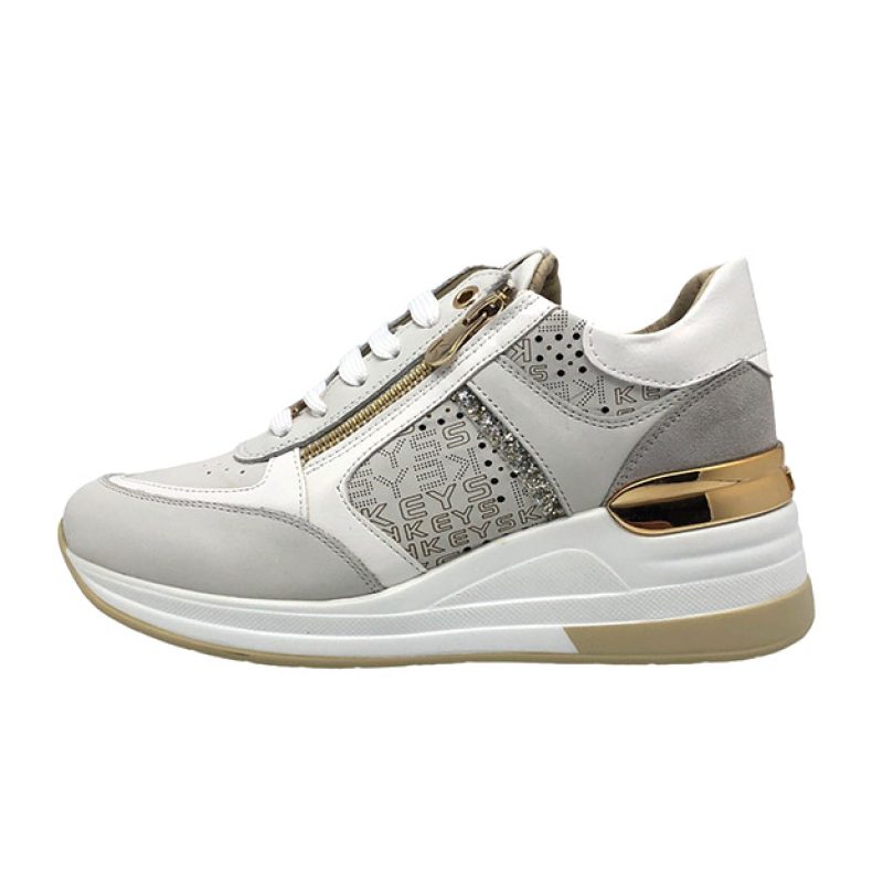 Sneaker Donna KEYS in pelle e camoscio - K-9024 WHITEPURITYSILVER