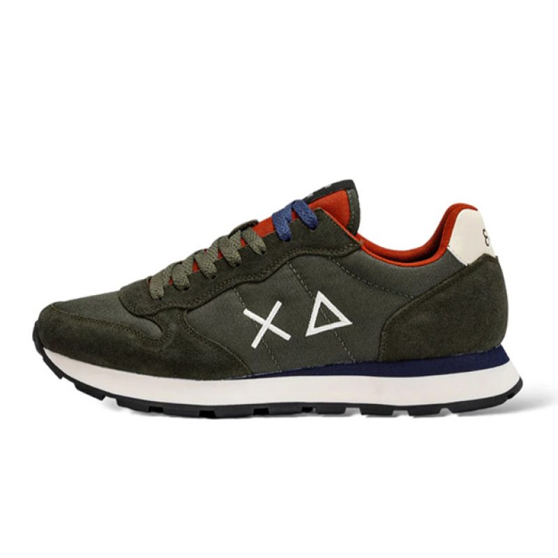 Sneaker Uomo SUN68 in tessuto e camoscio - TOM SOLID NYLON Z43101 MILITARE SCURO