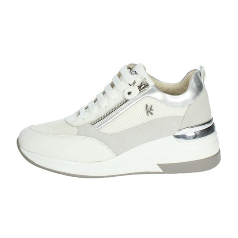 Sneaker Donna KEYS in pelle - K-7622 WHITE/SILVER
