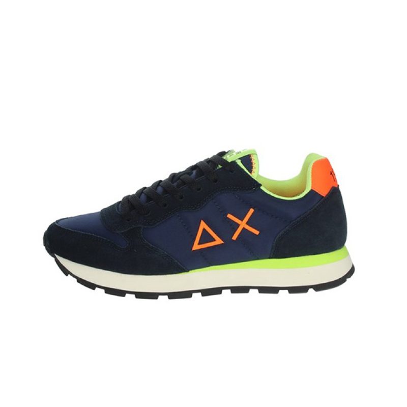 Sneaker Uomo SUN68 in tessuto e pelle scamosciata - TOM FLUO Z32102 NAVY BLUE