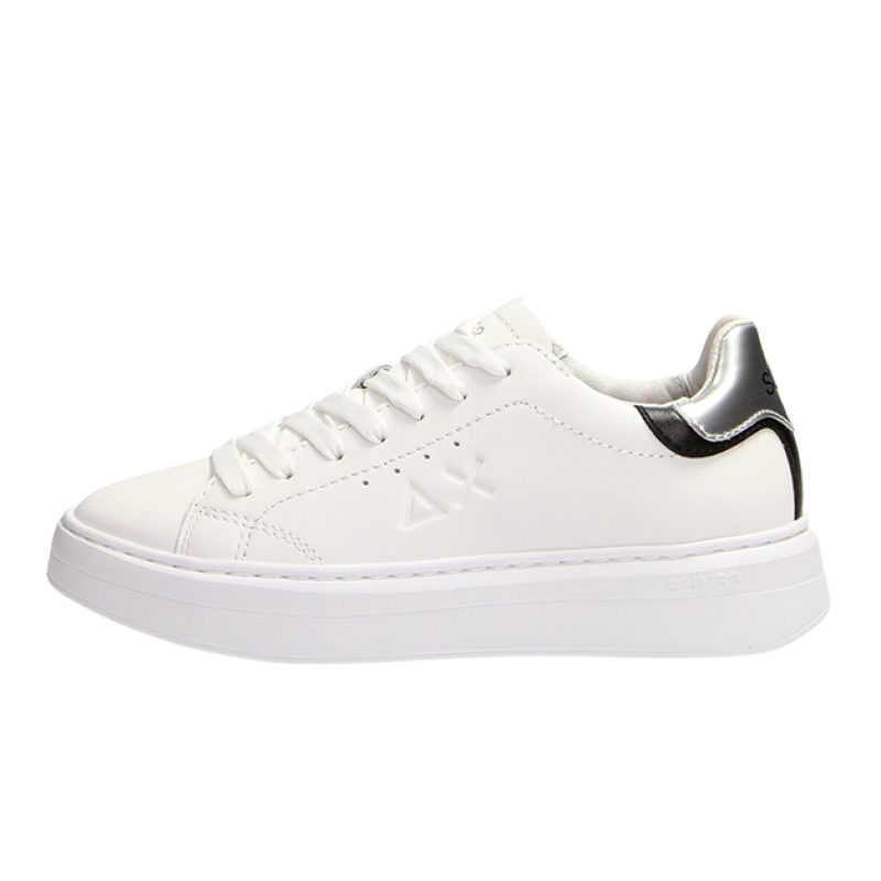 Sneaker Donna SUN68 in pelle - GRACE LEATHER Z44225 BIANCOARGENTO