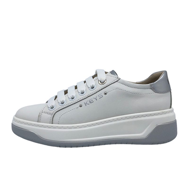 Sneaker Donna KEYS in pelle - K-7741 WHITE/SILVER