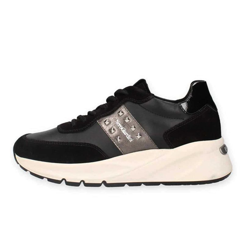 Sneaker Donna NERO GIARDINI in pelle camoscio e materiale tecnico - I414520D100 NERO