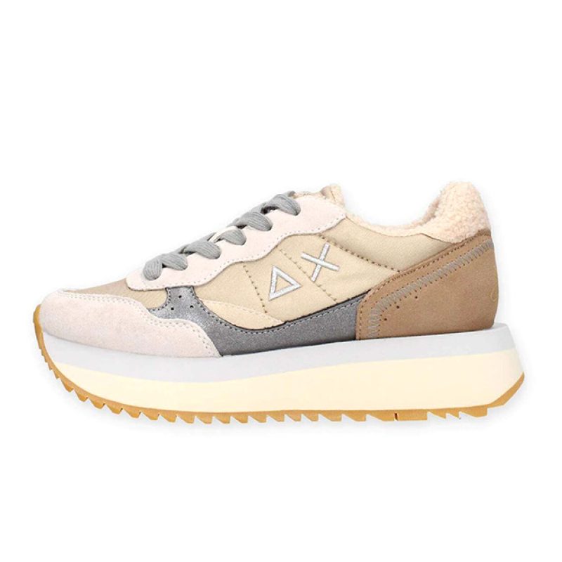 Sneaker Donna SUN68 in pelle - BIG ALLY WINTER Z44213 BIANCOPANNA