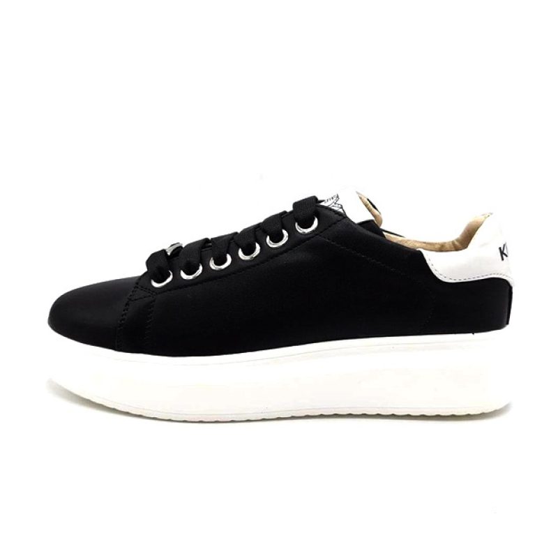 Sneaker Donna KEYS in pelle - K-7609 BLACK/WHITE