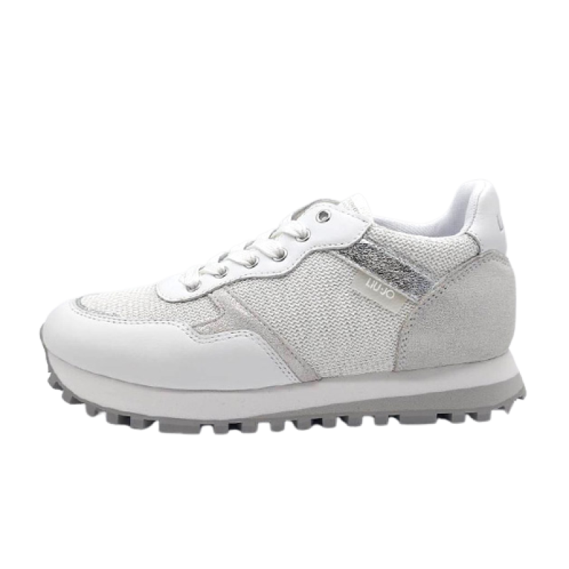 Sneaker Donna LIU JO WONDER in tessuto mesh glitterato - BA3061 PX340 WHITE