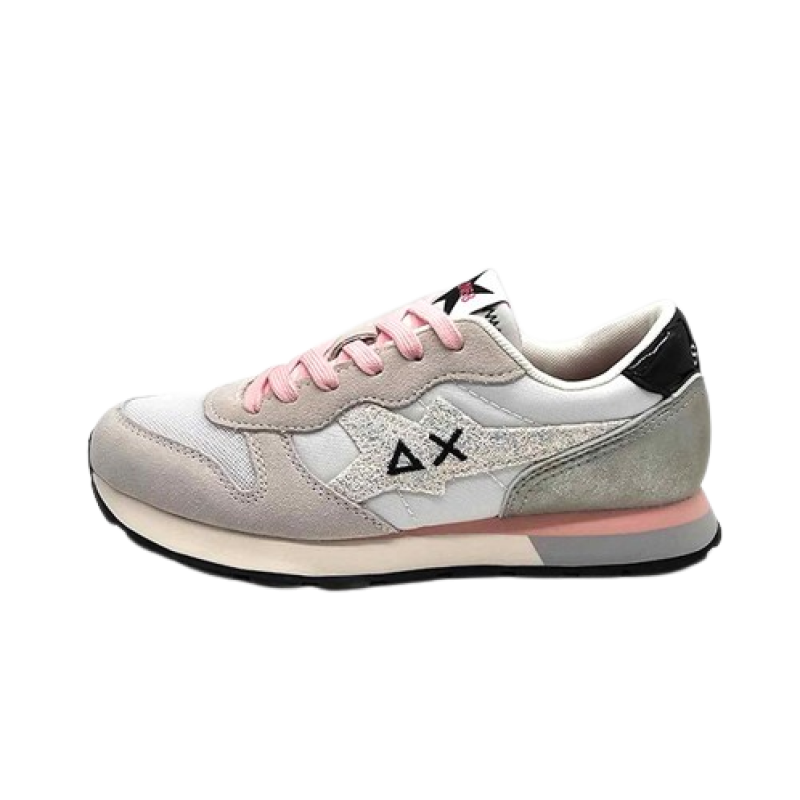 Sneaker Bambina SUN68 STARGIRL in tessuto e camoscio - Z34411T GIRL'S STARGIRL GLITTER LOGO TEEN BIANCO