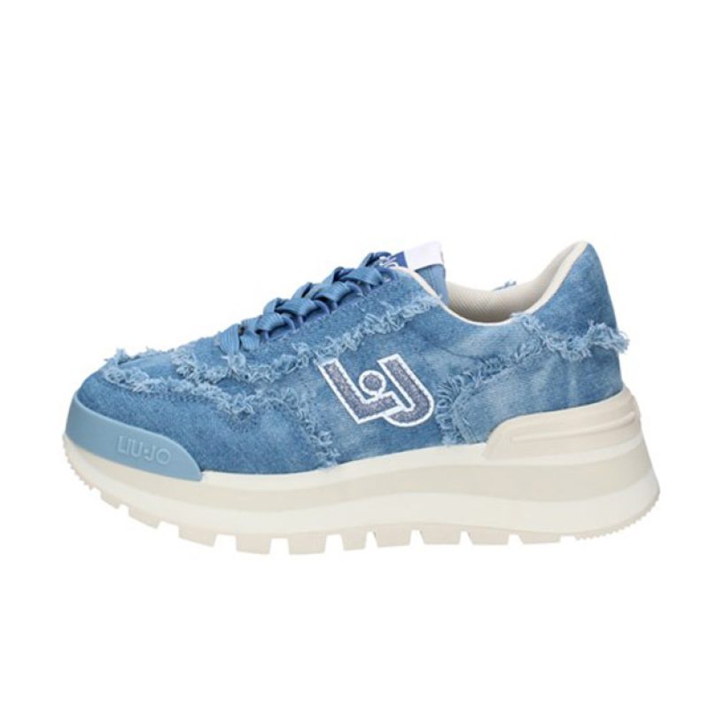 Sneaker Donna LIU JO AMAZING in tessuto denim délavé sfrangiato - BA3119 TX029 DENIM