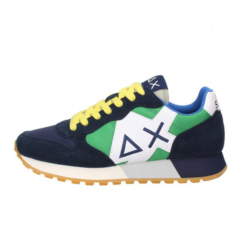 Sneaker Uomo SUN68 in tessuto e camoscio - JAKI TRICOLORS Z33112 NAVU BLUE/VERDE PRATO