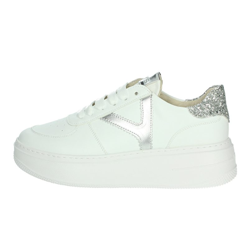 Sneaker Donna KEYS in pelle ed ecopelle - K-10525 WHITESILVER