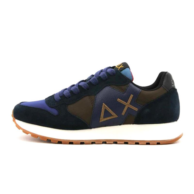 Sneaker Uomo SUN68 in tessuto nylon e camoscio - JAKI BICOLOR Z43114 MARRONE/NAVY BLUE