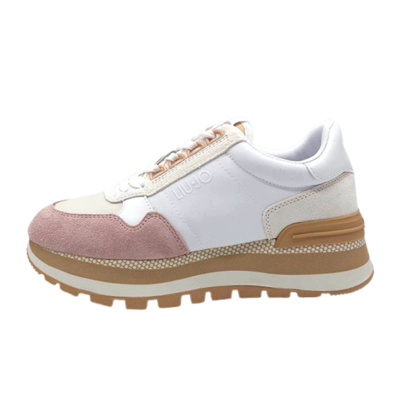Sneaker Donna LIU JO AMAZING in tessuto e camoscio - BA3115 PX003 NUDE WHITE