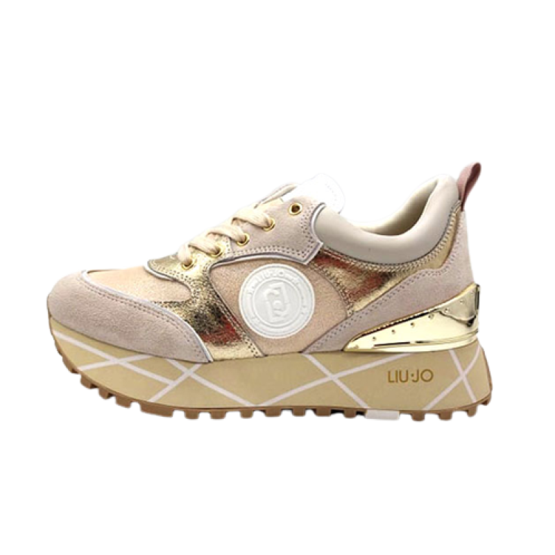 Sneaker Donna LIU JO Maxi Wonder in camoscio, tessuto lurex e pelle - BA2061 PX229 LAMB