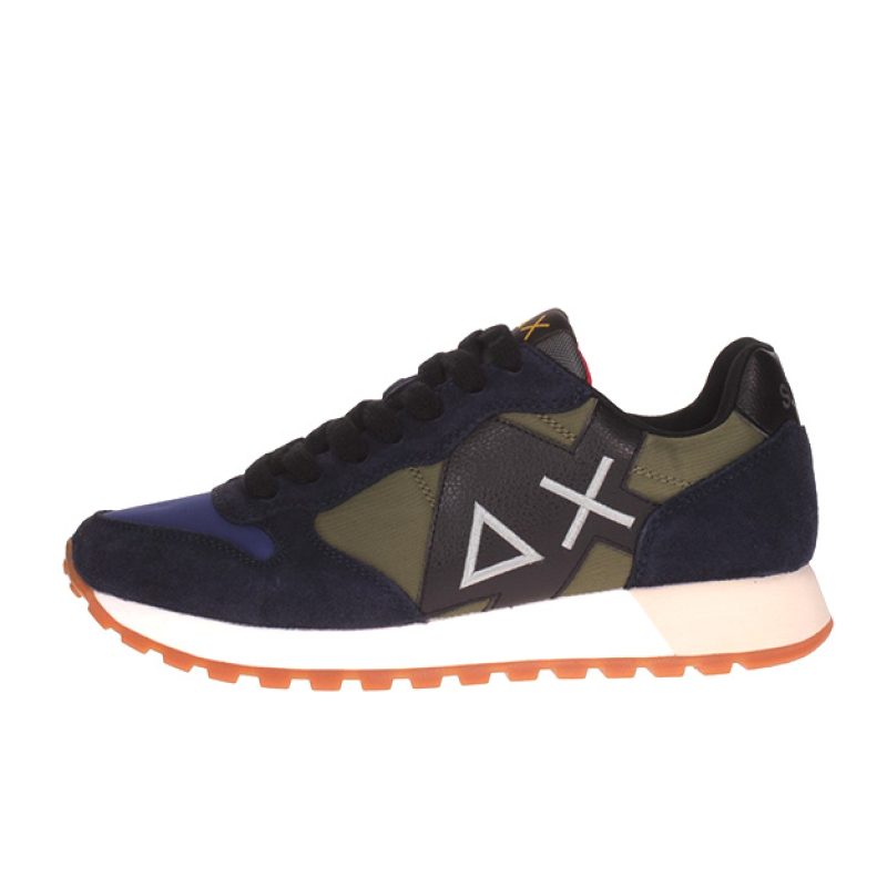Sneaker Uomo SUN68 in tessuto nylon e camoscio - JAKI BICOLOR Z42114 DARK MILITARY/NAVY BLUE