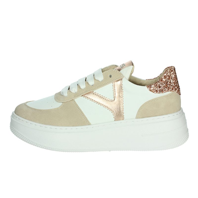 Sneaker Donna KEYS in pelle ed ecopelle - K-10525 NUDE/WHITE/CIPRIA