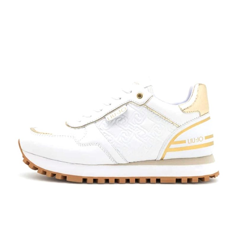 Sneaker Donna LIU JO WONDER in pelle ed ecopelle - BF2065 P0102 WHITE/GOLD