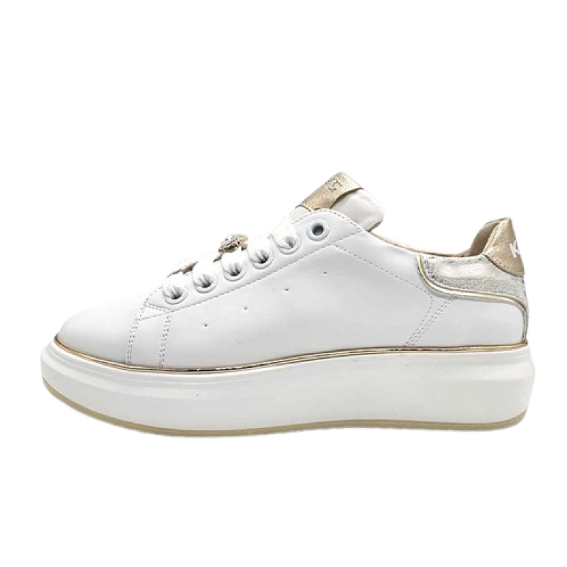 Sneaker Donna KEYS in pelle ed ecopelle - K-10503 WHITEPLATINO