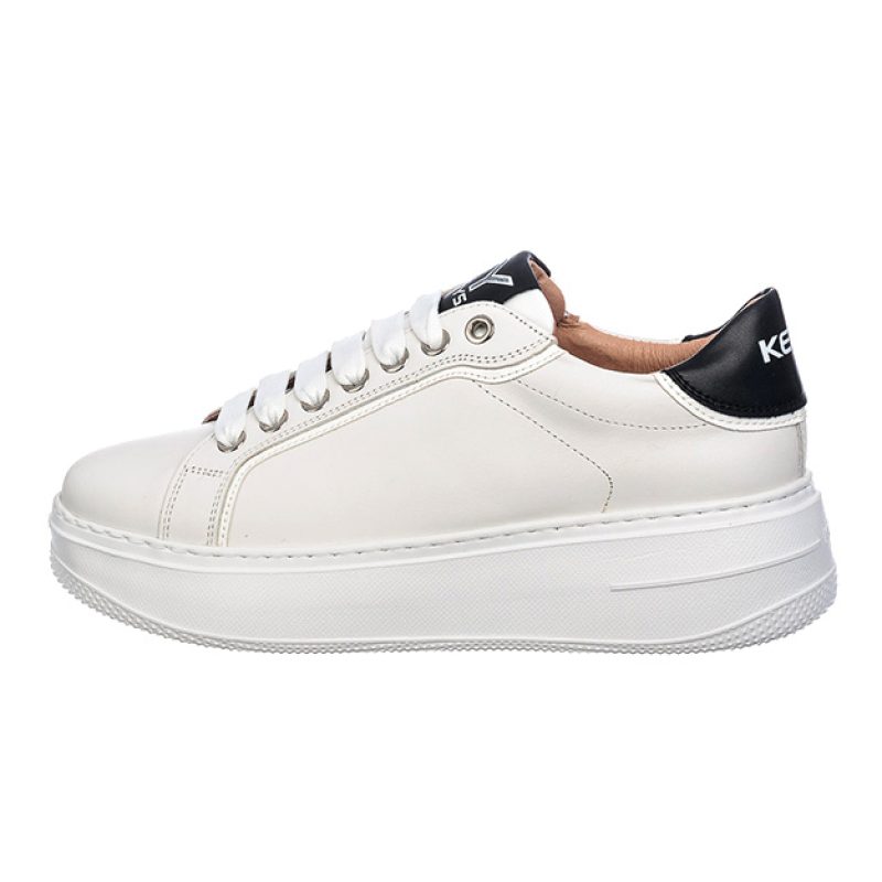 Sneaker Donna KEYS in pelle - K-9883 WHITEBLACK