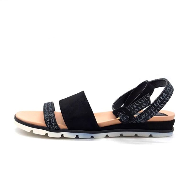 Sandalo Donna LANCETTI in ecopelle scamosciata e loggata - LT506SD BLACK