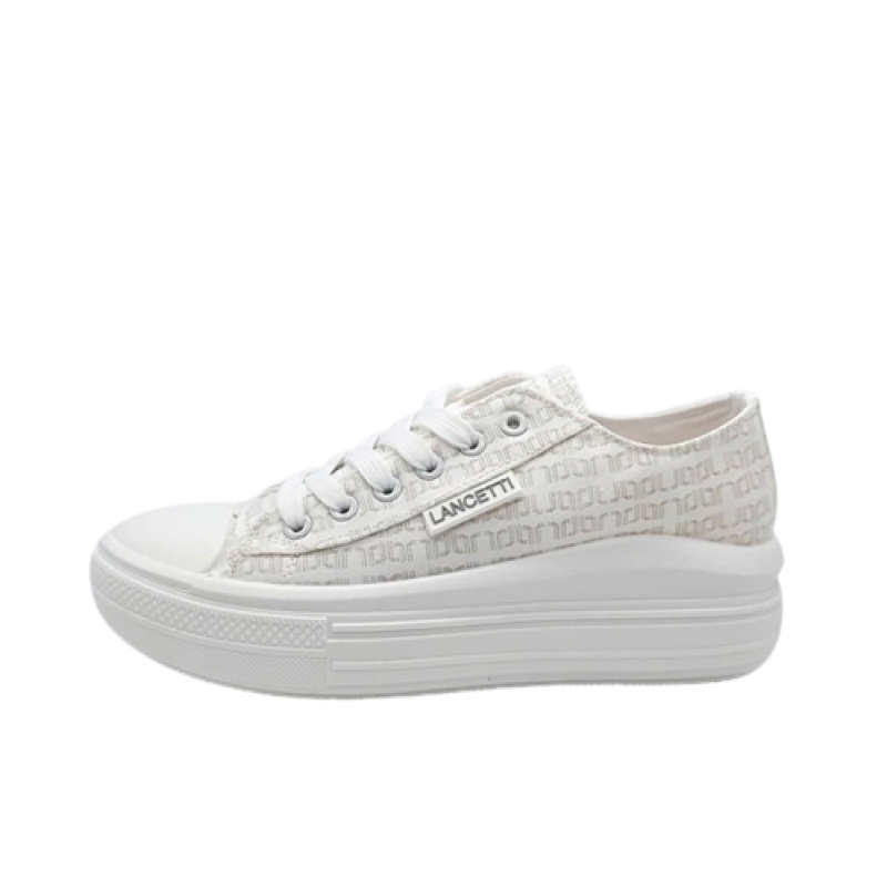 Sneaker Donna LANCETTI in tessuto con inserti in pelle - LT99602SD WHITE