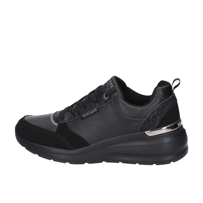Sneaker Donna SKECHERS in pelle traforata e camoscio - 155616/BBK BLACK