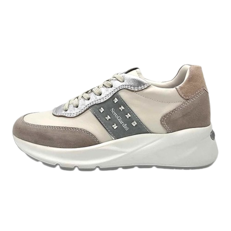 Sneaker Donna NERO GIARDINI in pelle e camoscio - E409850D112 NUVOLA