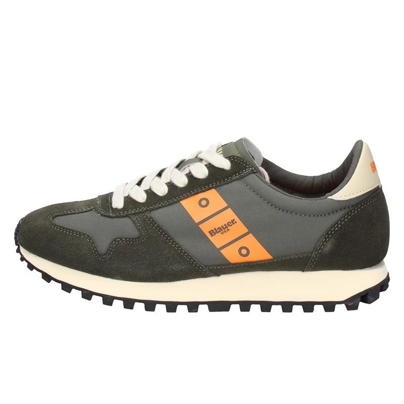 Sneaker Uomo BLAUER in camoscio e nylon - F2DAWSON02/NYS MILITARY/ORANGE