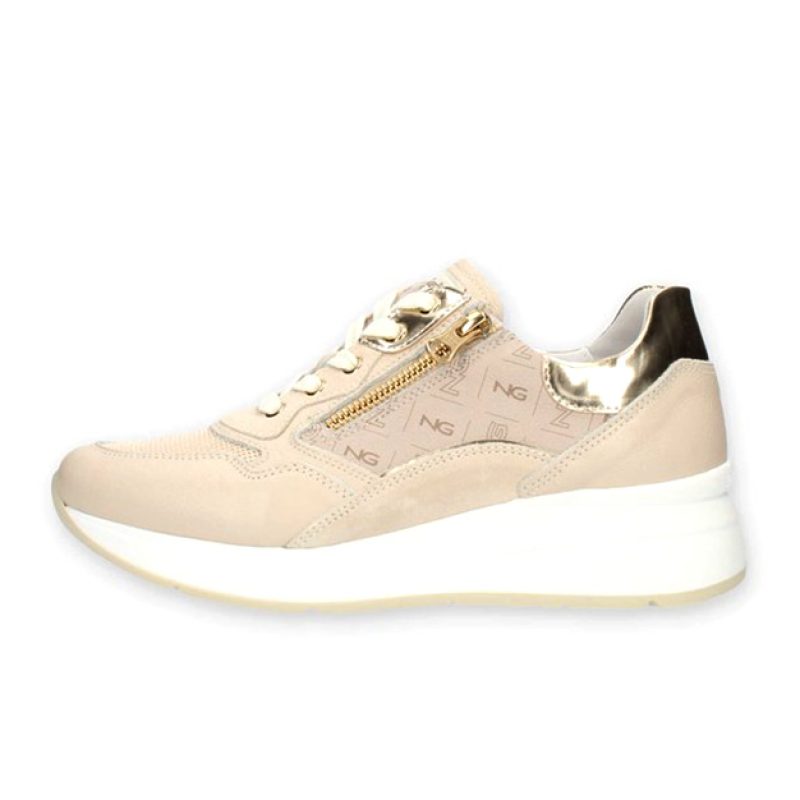 Sneaker Donna NERO GIARDINI in pelle e camoscio - E306450D/412 BEIGE