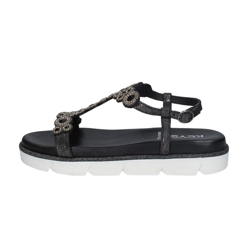 Sandalo Donna KEYS in pelle ed ecopelle - K-6383 BLACK