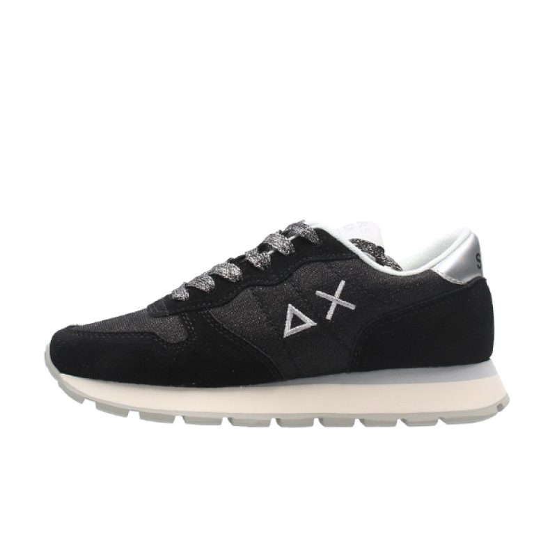 Sneaker Donna SUN68 in tessuto e pelle scamosciata - ALLY GLITTER MESH Z32203 NERO