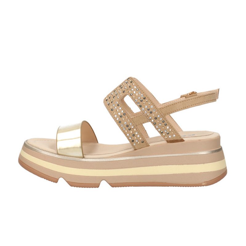 Sandalo Donna KEYS in pelle ed ecopelle - K-6502 GOLD/CAMEL