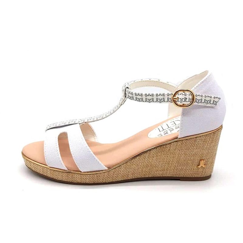 Sandalo Donna LANCETTI in tessuto ed ecopelle - LT209SD WHITE