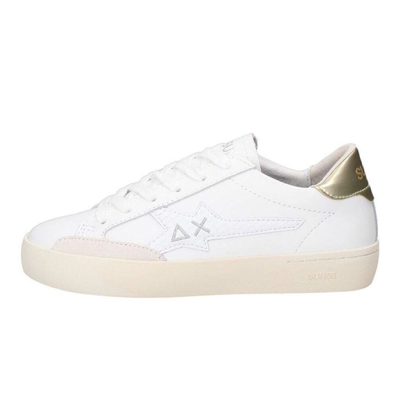 Sneaker Donna SUN68 in pelle - KATY LEATHER Z34225 BIANCO/ORO