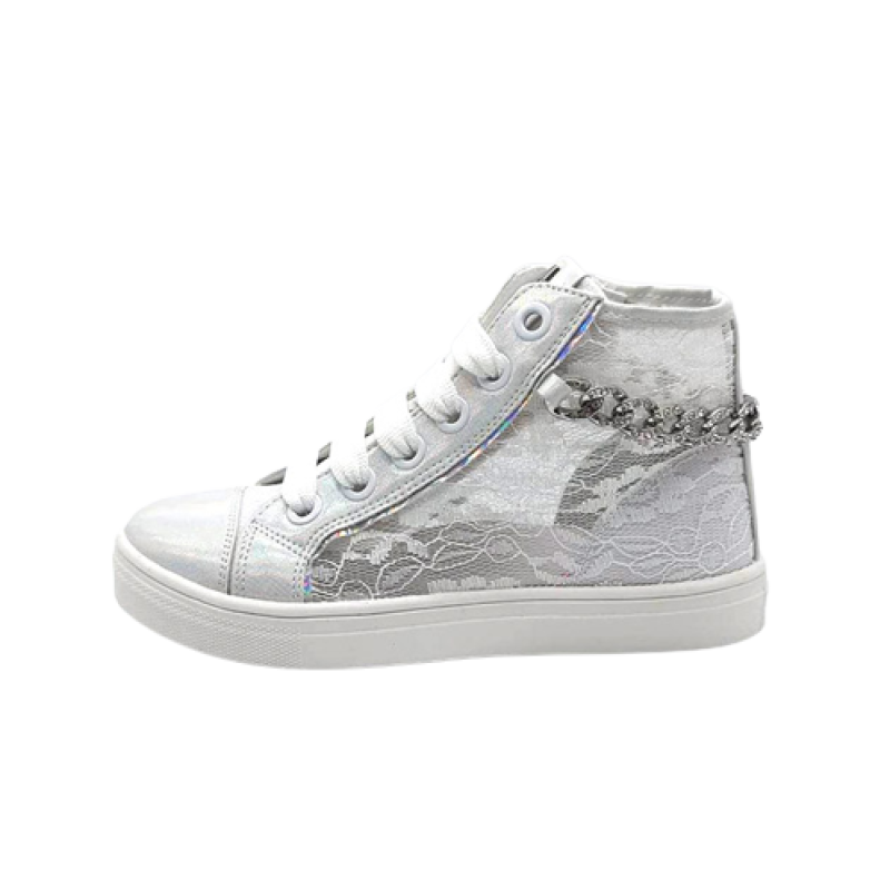 Sneaker Bambina ASSO in tessuto traforato ed ecopelle - AG-14602 WHITE