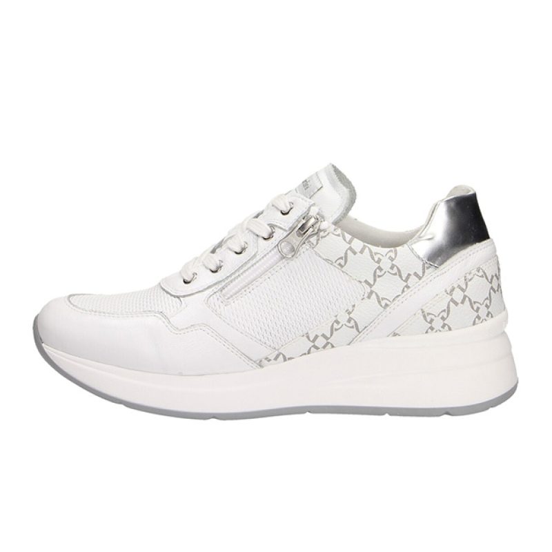 Sneaker Donna NERO GIARDINI in pelle e tessuto - E409840D/707 BIANCO